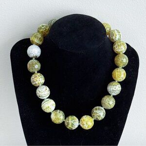 ✨Rare Fire Agate Olive Green Beaded Necklace Choker